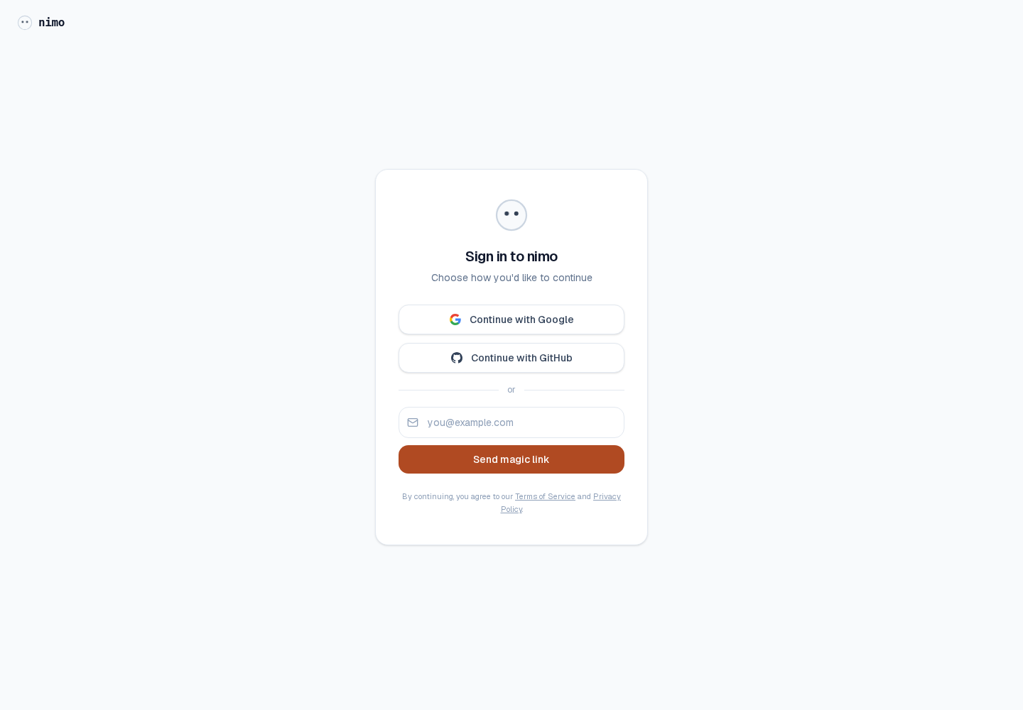Signup page
