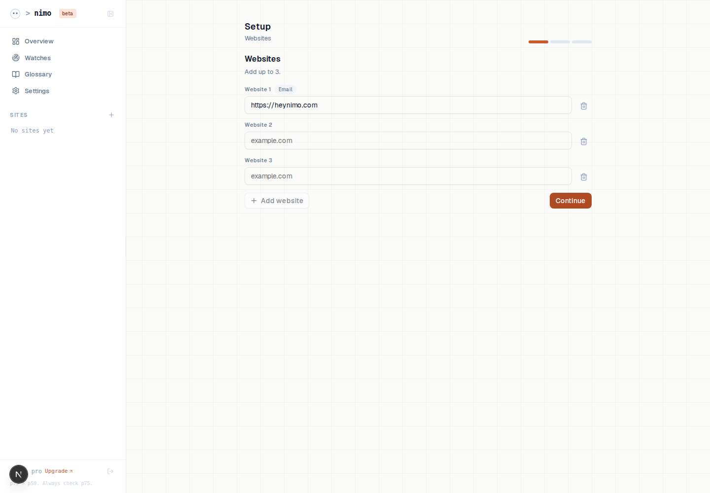 Old onboarding website step